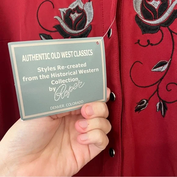 Roper Womens Dress Old West Collection with Embroidery - Red - Picture 11 of 14